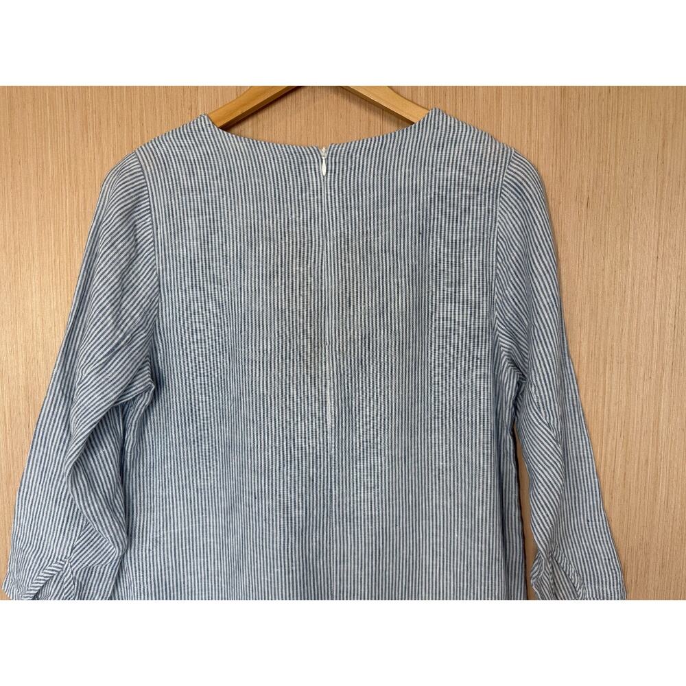 Soft Surroundings 100% Linen Getaway Striped Tunic Top Sz Small Pockets Coastal - Picture 6 of 11